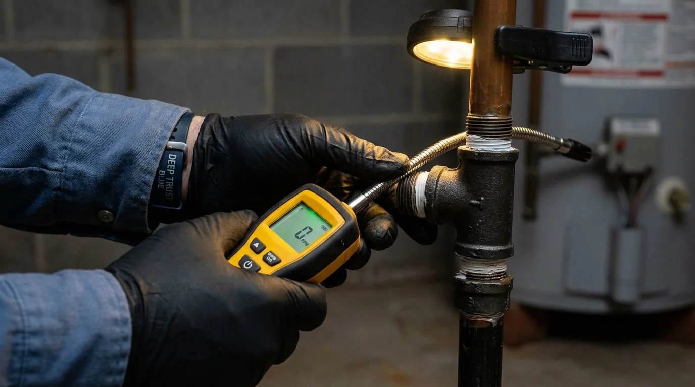 Gas leak detection with electronic sniffer by Johns Plumbing LLC in Evanston