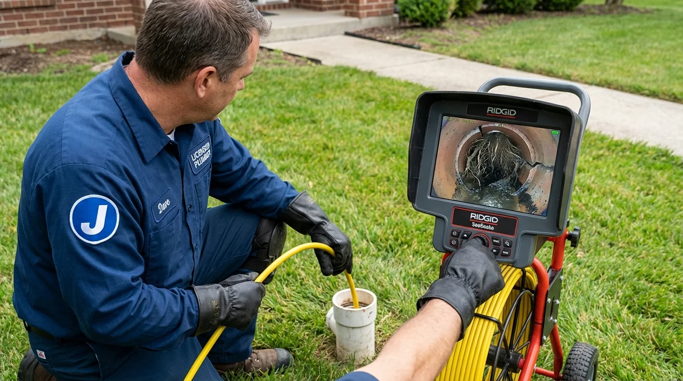 Sewer camera inspection being performed by Johns Plumbing LLC in Evanston