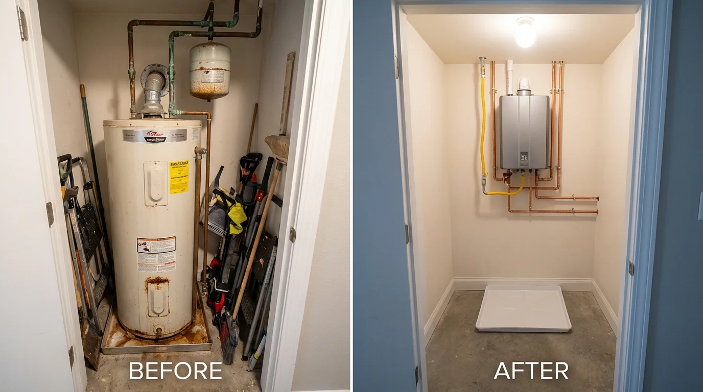 Tank water heater versus wall-mounted tankless unit comparison for Evanston, IL homeowners